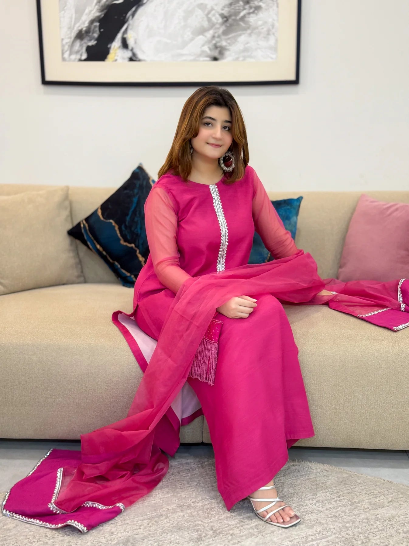 Embroidered Chiffon Dupatta - Stitch Outfit