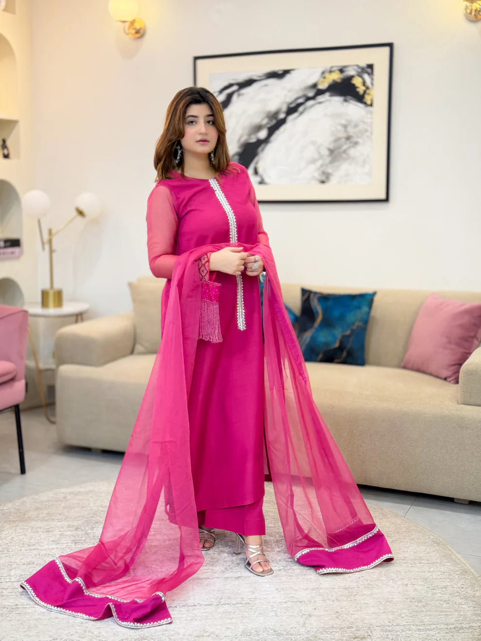 Embroidered Chiffon Dupatta - Stitch Outfit