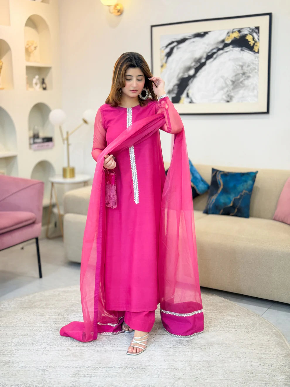 Embroidered Chiffon Dupatta - Stitch Outfit