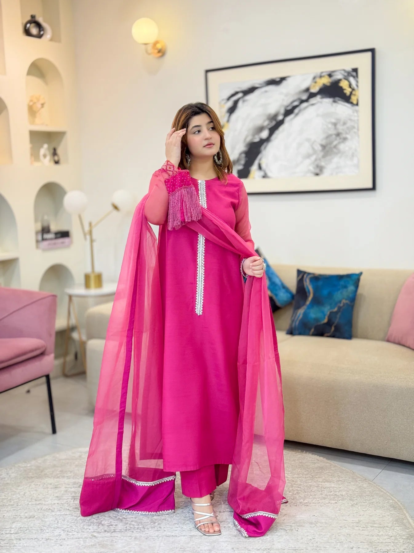 Embroidered Chiffon Dupatta - Stitch Outfit