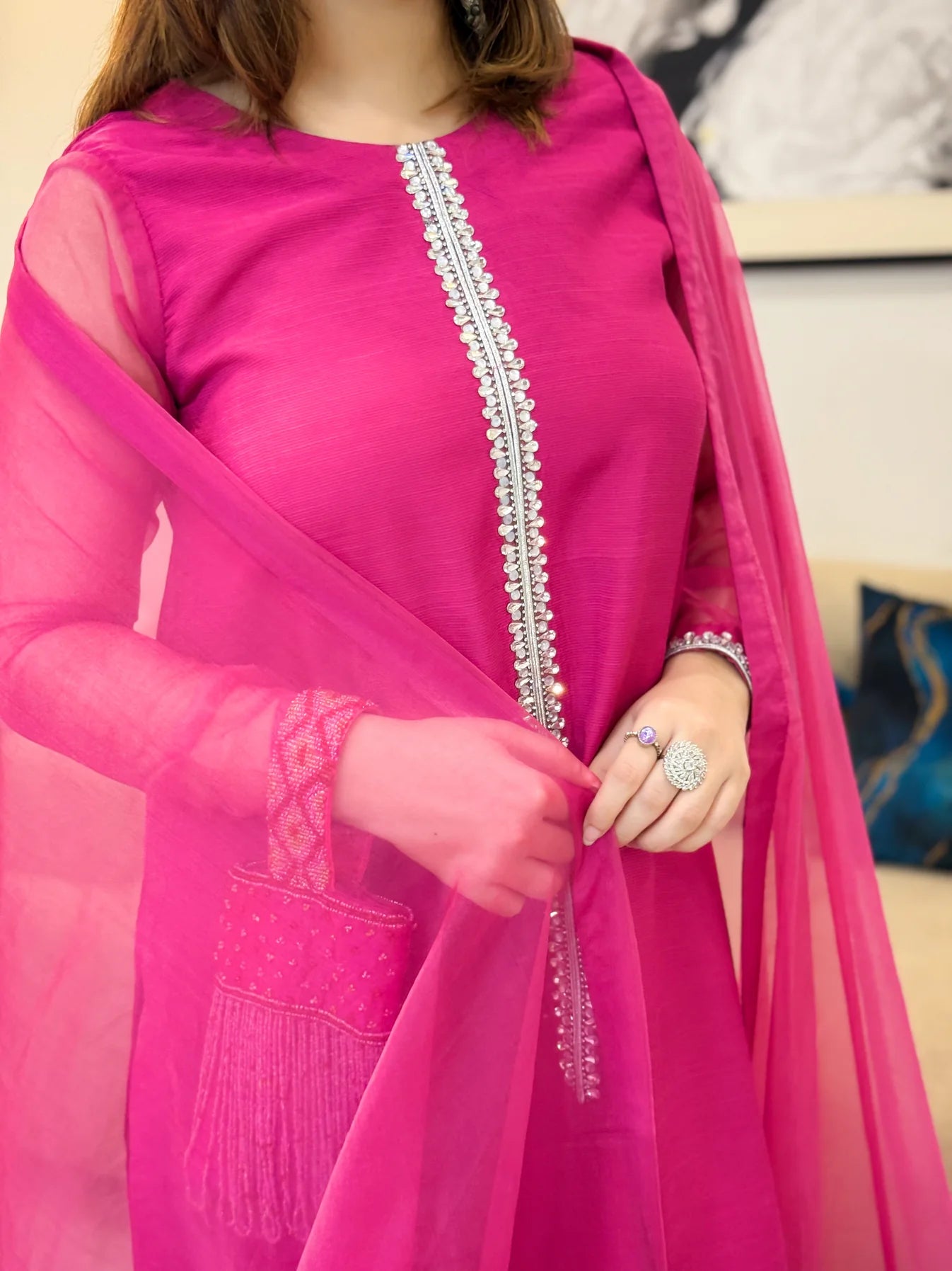 Embroidered Chiffon Dupatta - Stitch Outfit