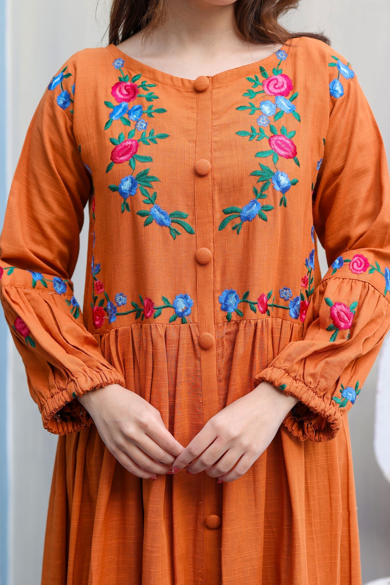 Rust Orange Lawn Frock - Stitch Outfit