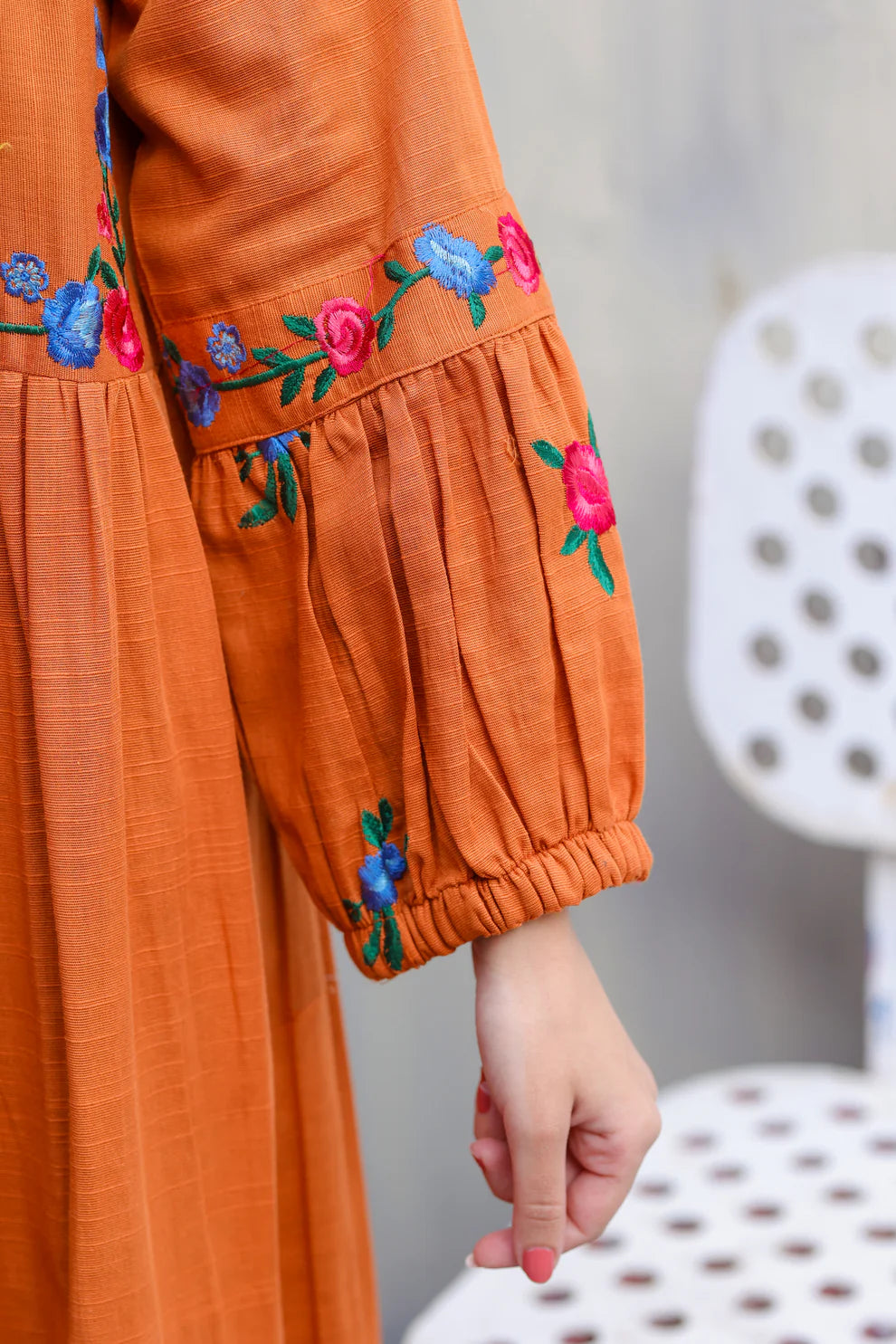 Rust Orange Lawn Frock - Stitch Outfit