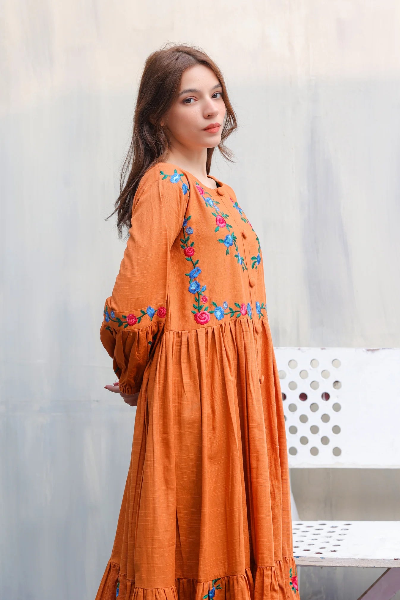 Rust Orange Lawn Frock - Stitch Outfit