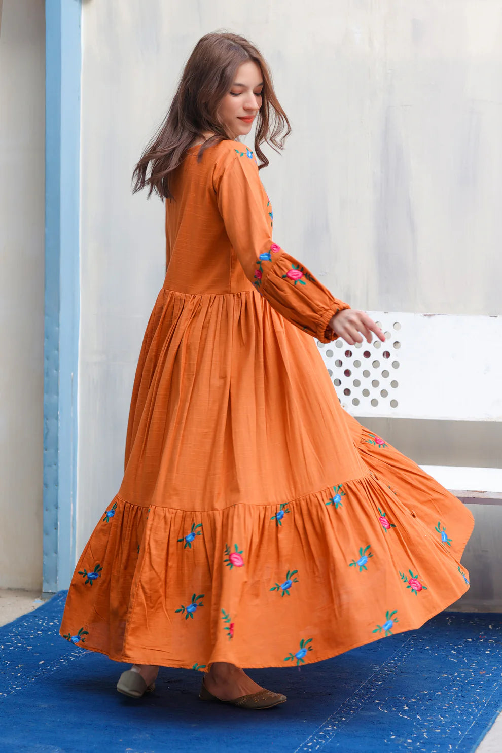 Rust Orange Lawn Frock - Stitch Outfit