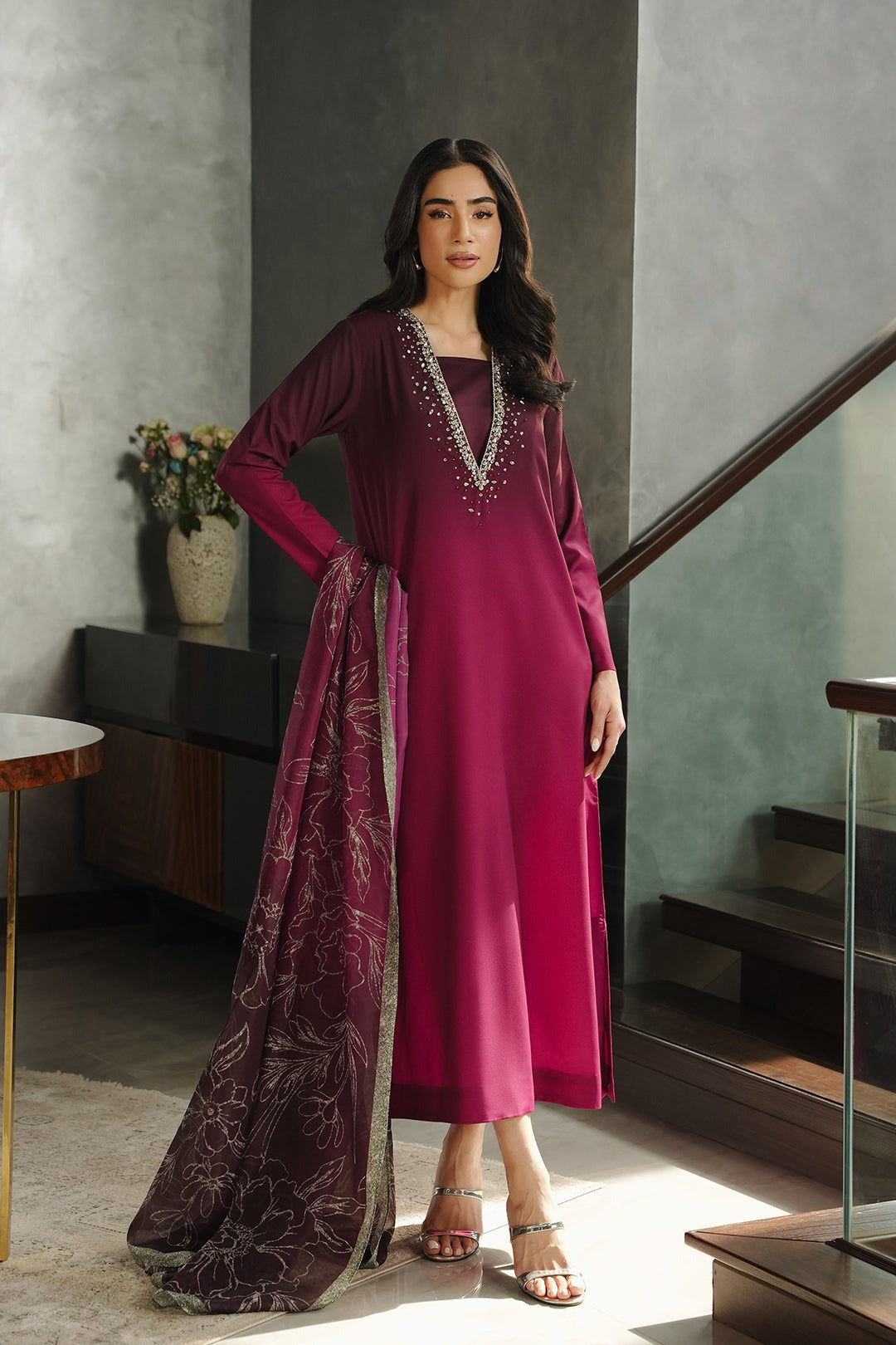Silk Embroidered Dupatta Set - Stitch Outfit