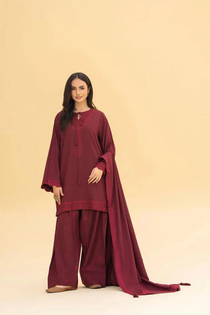 Meherza 3-Piece Suit Shawal & Farshi Shalwar - Stitch Outfit