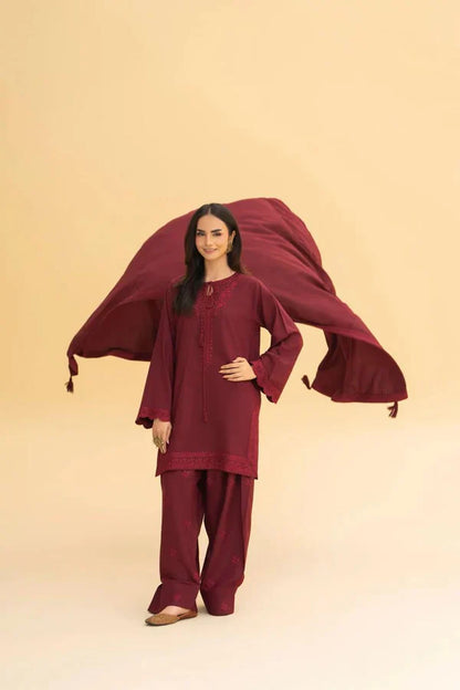 Meherza 3-Piece Suit Shawal & Farshi Shalwar - Stitch Outfit
