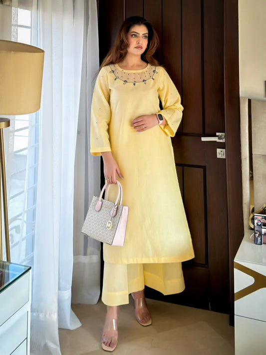 Yellow Lawn Suit - Stitch Outfit