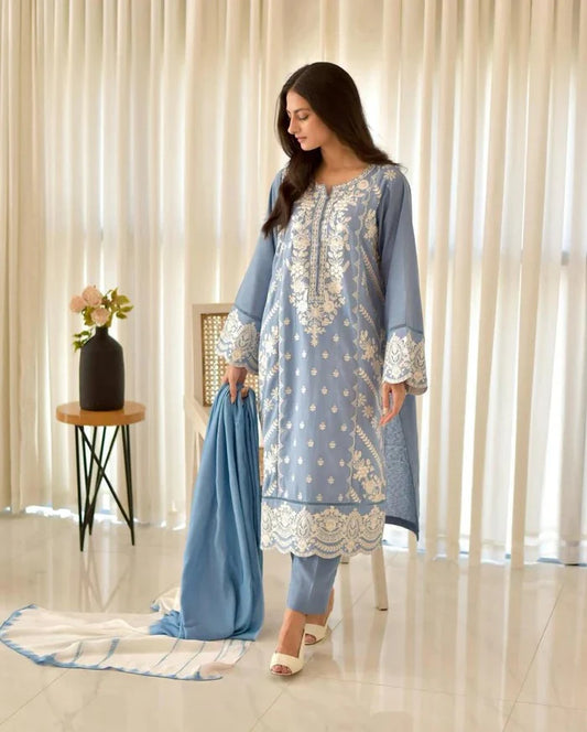 Sanober Embroidered 3-Piece Suit - Stitch Outfit
