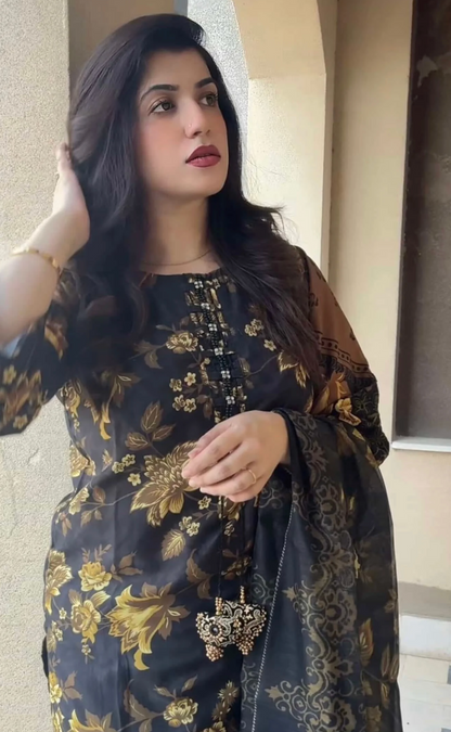 Golden Charm 3PC EMB SUIT